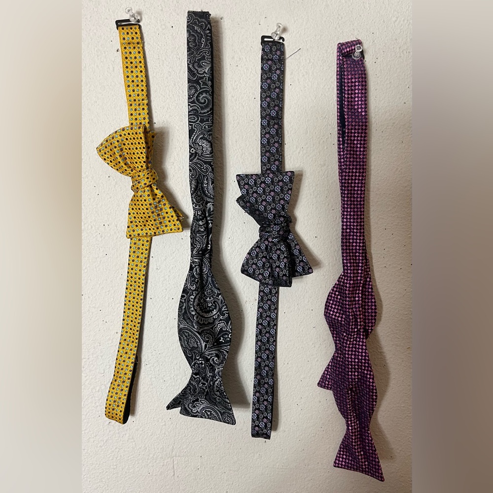 4 Ted Baker 100% SILK adjustable bow ties made in USA